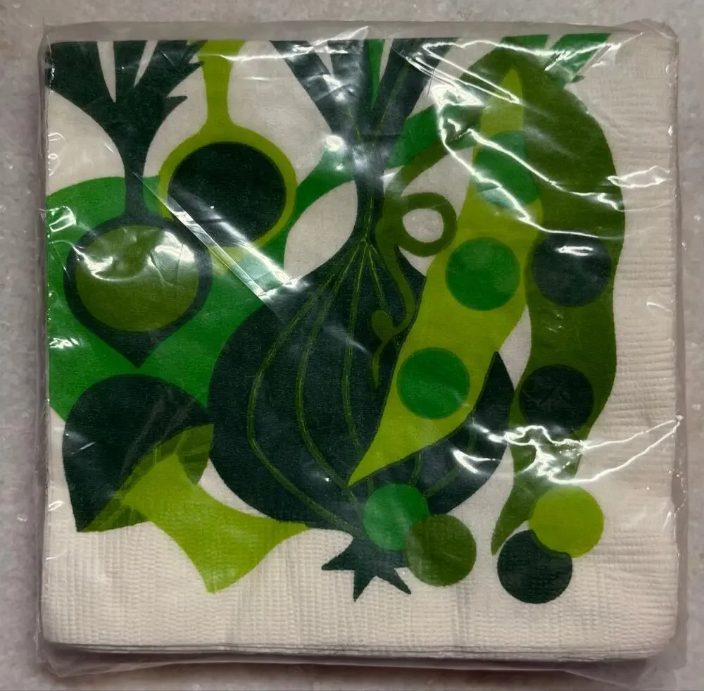 Vintage Party House Kalla Mod Green Paper Napkins NOS Mid Century Retro 20 Count